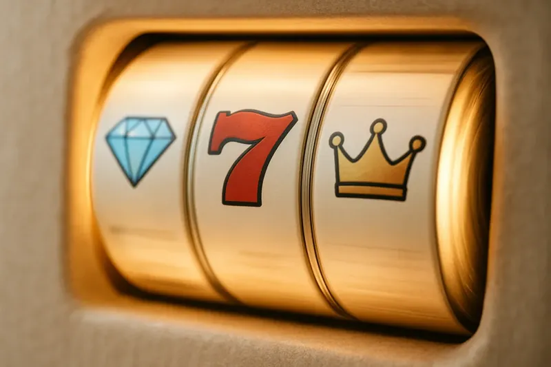 Extreme close-up of slot reels with diamonds, sevens, and crowns